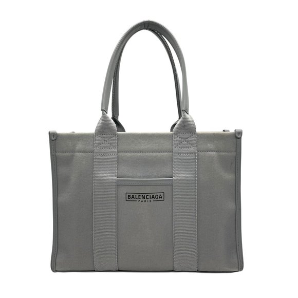 BALENCIAGA Hardware Small Tote Bag/Shoulder Bag, Gray Canvas and Leather with... - Picture 2 of 16